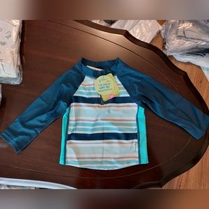 Baby Rashguard Iplay with Tag 12 m Blue Green Striped Long Sleeve Sun Protection